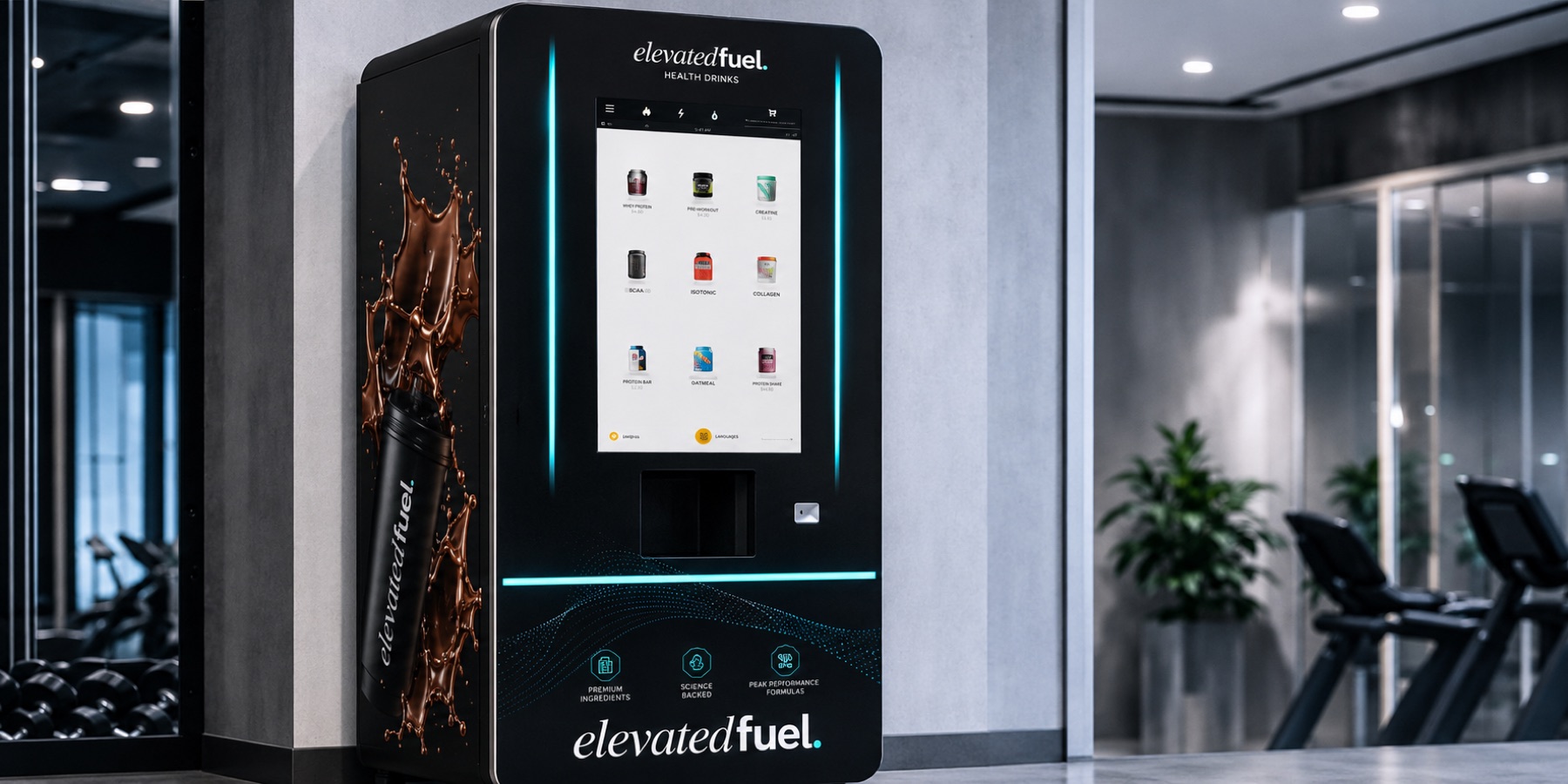 Elevated Fuel machine placed in a fitness facility